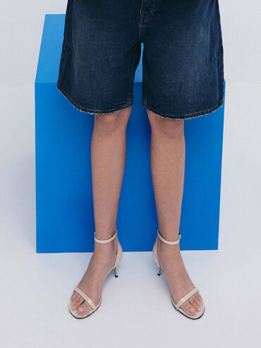 Patent Stiletto-Heel Ankle-Strap Sandals, Nude, hi-res