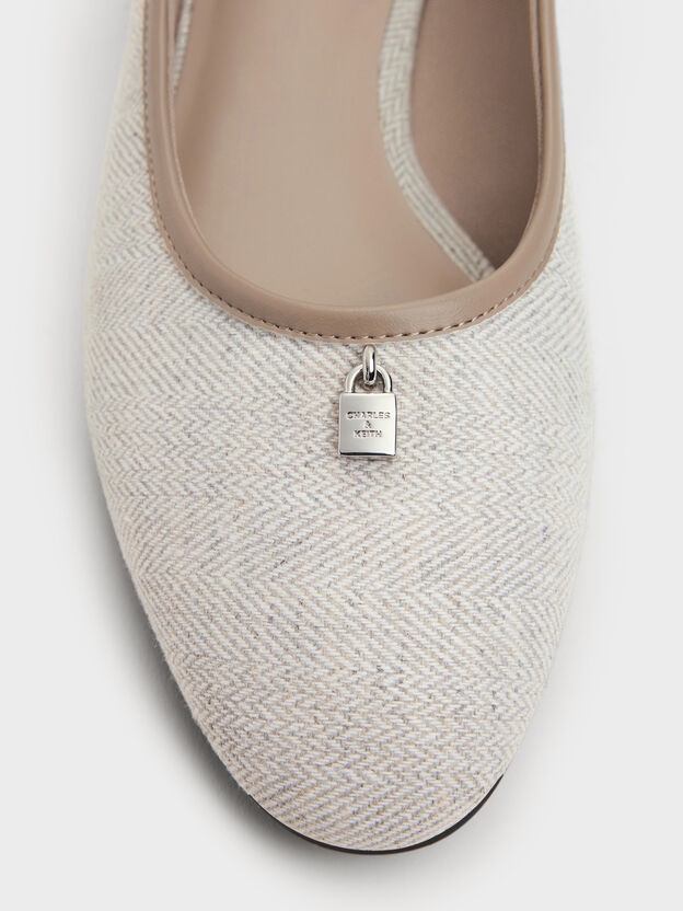 Griselda Two-Tone Ballet Flats, Light Grey, hi-res