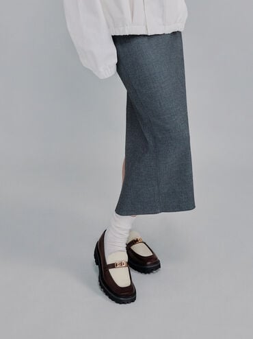 Lando Canvas Two-Tone Metallic-Accent Platform Loafers, Multi, hi-res