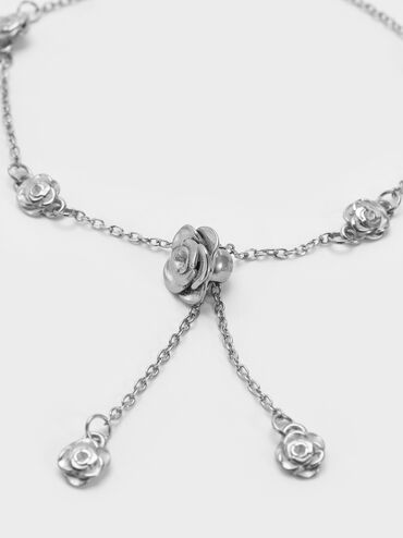 Rosalind Flower-Motif Bracelet, Brushed Silver, hi-res