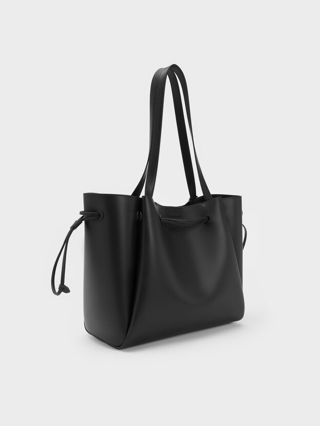 Hanya Drawstring Tote Bag, Jet Black, hi-res