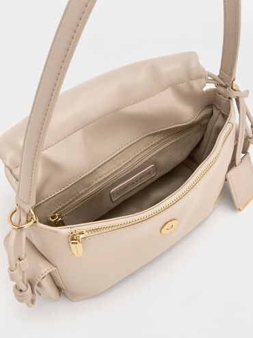 Khai Ruched-Flap Side-Pocket Top Handle Bag, Oat, hi-res