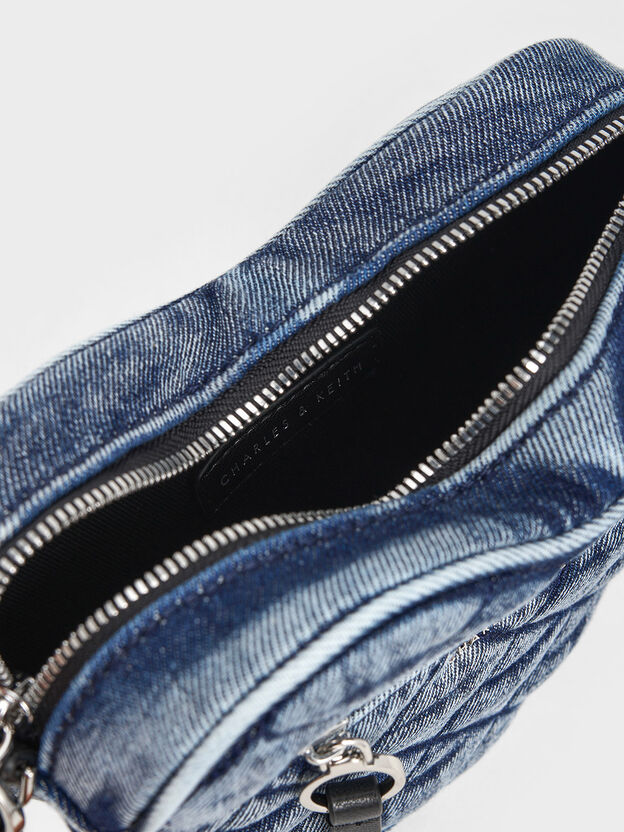 Philomena Denim Quilted Heart Crossbody Bag, Denim Blue, hi-res