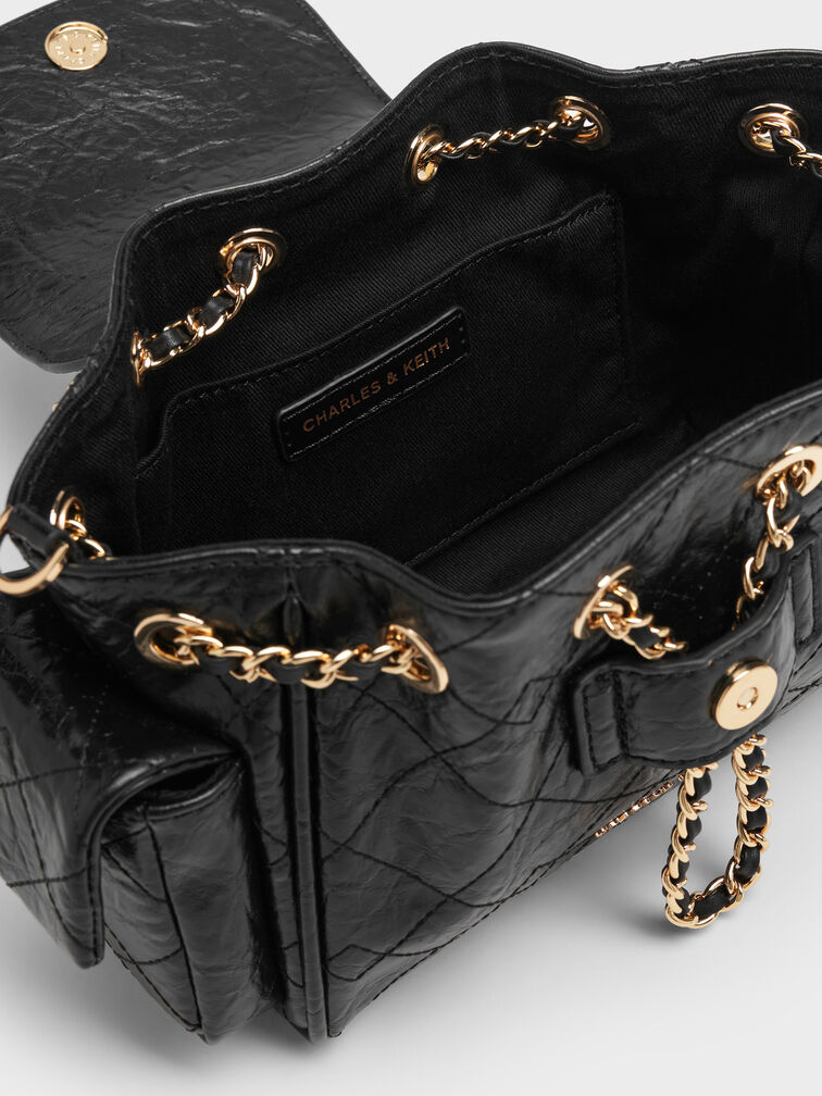 Duo Quilted Two-Way Front Flap Backpack, Black, hi-res