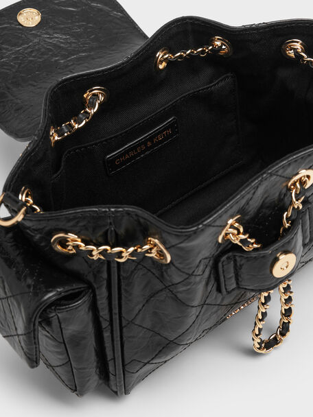 Duo Quilted Two-Way Front Flap Backpack, Black, hi-res