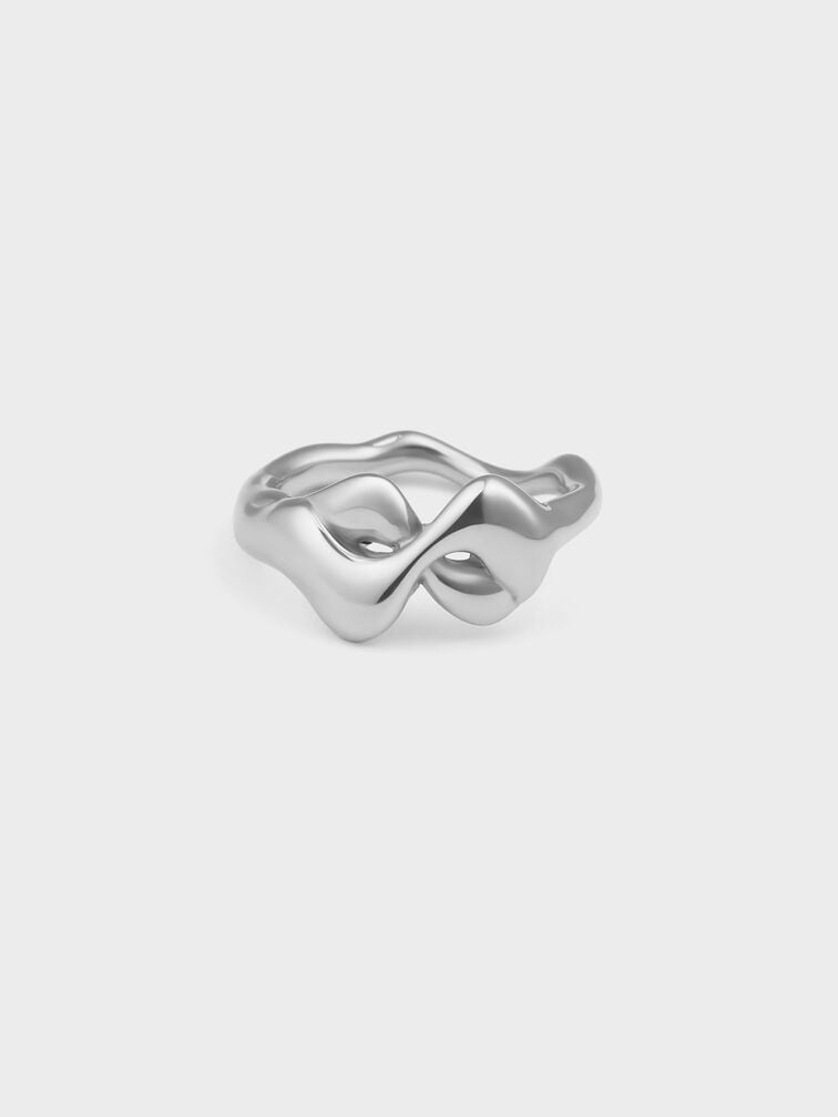 Emilia Wavy Ring, Silver, hi-res