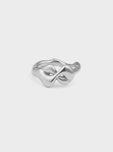 Emilia Wavy Ring, Silver, hi-res