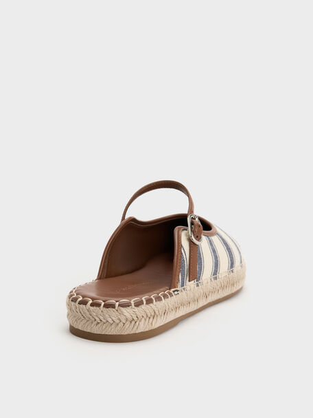 Striped Mary Jane Espadrille Mules, Dark Blue, hi-res