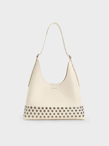 Liv Grommet Hobo Bag, Cream, hi-res