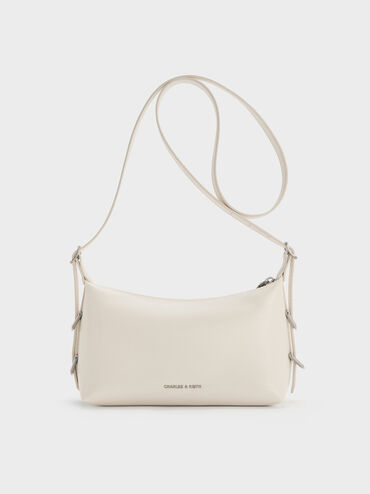 Bryna Belted Shoulder Bag, Cream, hi-res