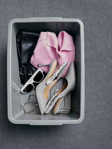 Tully Leather Ruched Print Slingback Pumps, Grey, hi-res