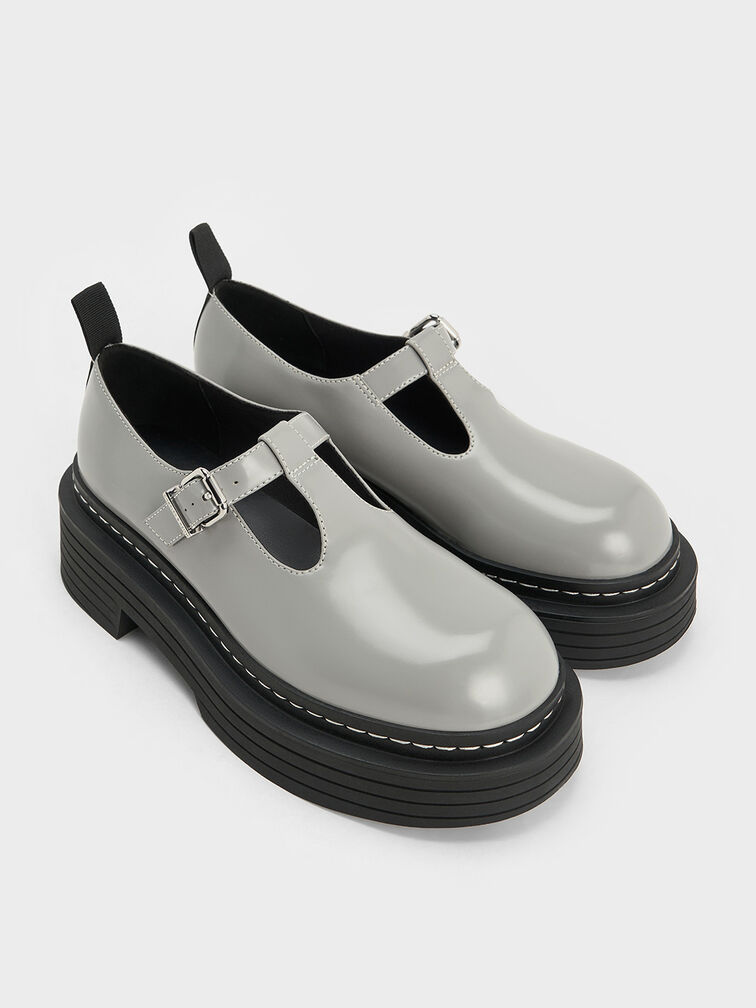 T-Bar Platform Mary Janes, Grey, hi-res