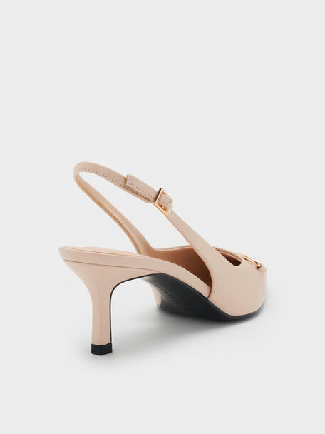 Leslie Metallic-Accent Slingback Pumps, Nude, hi-res