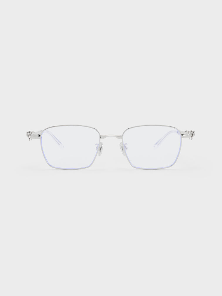Paige Clear Rectangular Sunglasses, Silver, hi-res