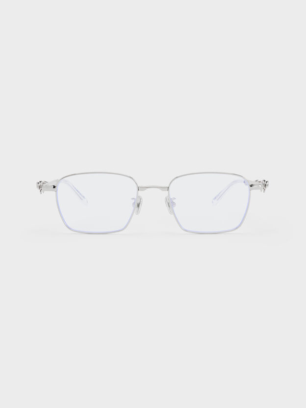 Paige Clear Rectangular Sunglasses, Silver, hi-res
