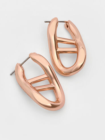 Nyra Sculptural Drop Earrings, Rose Gold, hi-res