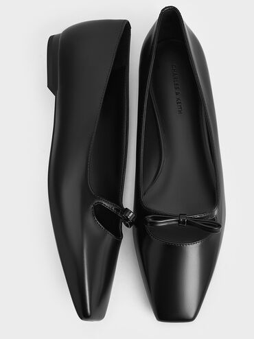 Bow Square-Toe Ballet Flats, Black Box, hi-res