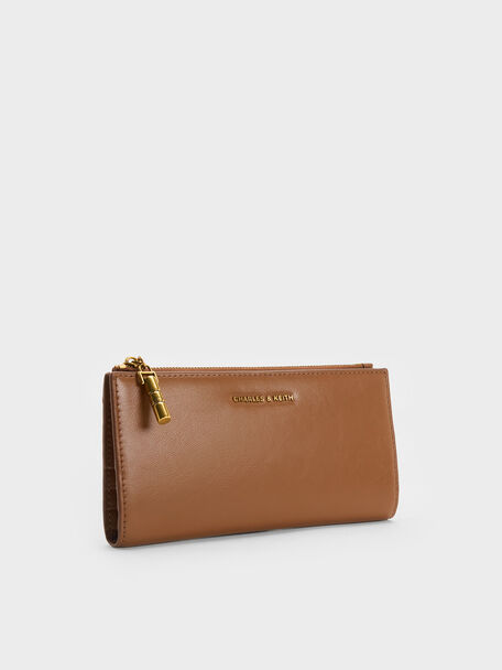Cesia Top-Zip Long Wallet, Chocolate, hi-res
