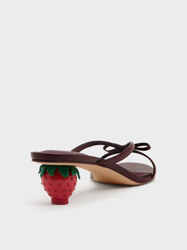 Sonali Bow Strawberry-Heel Mules, Burgundy, hi-res