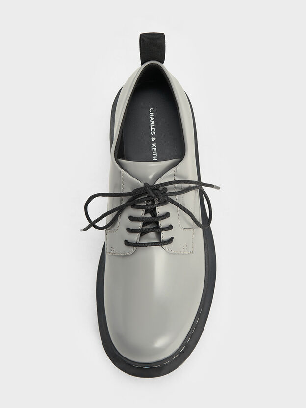 Lace-Up Platform Derbys, Grey, hi-res