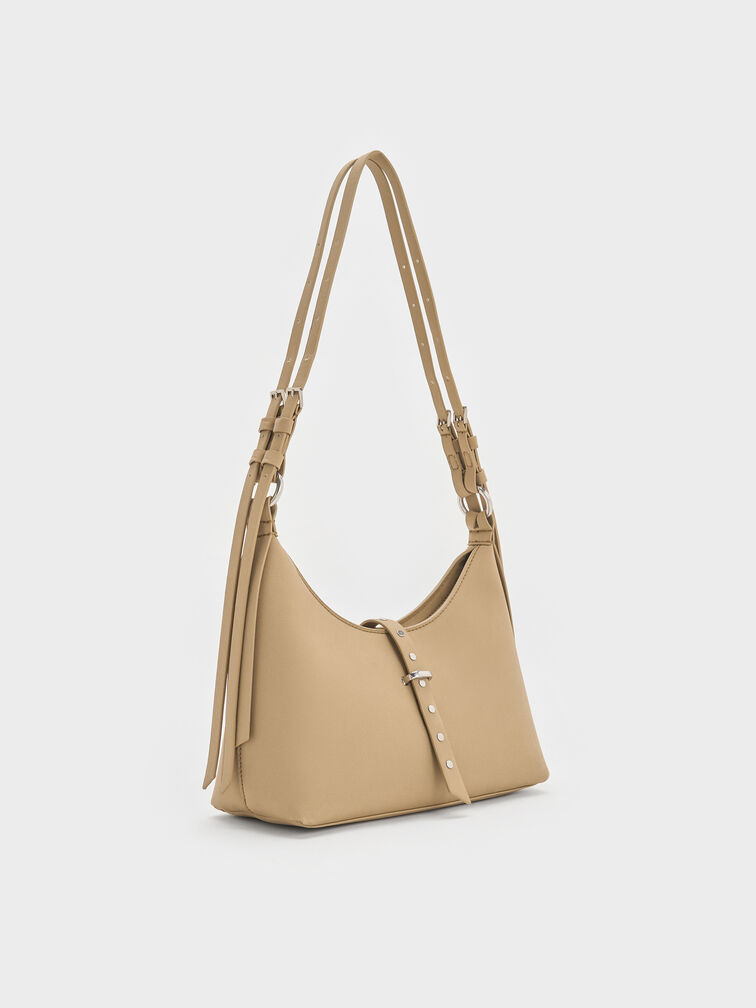 Lark Twill Grommet Belted Shoulder Bag, Toasted Sand, hi-res