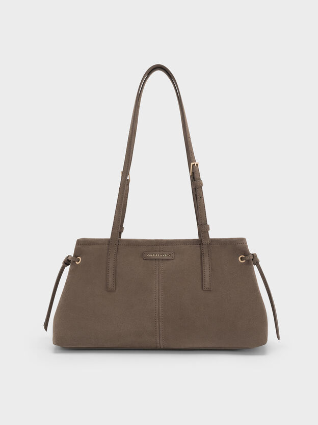 Noane Elongated-Handle Shoulder Bag, Stone Grey, hi-res