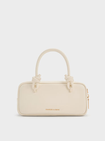 Sammie Knotted-Handle Elongated Bag, Cream, hi-res