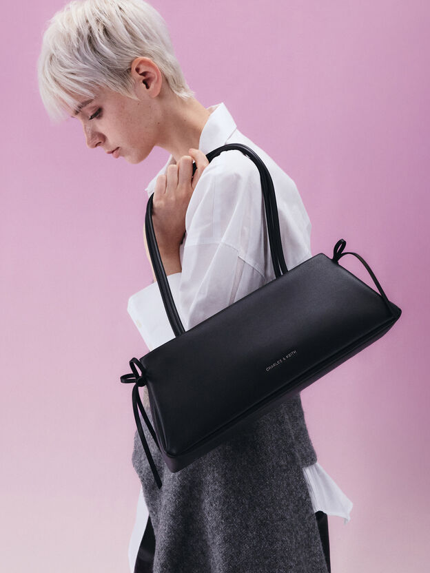 Hazel Bow Shoulder Bag, Noir, hi-res