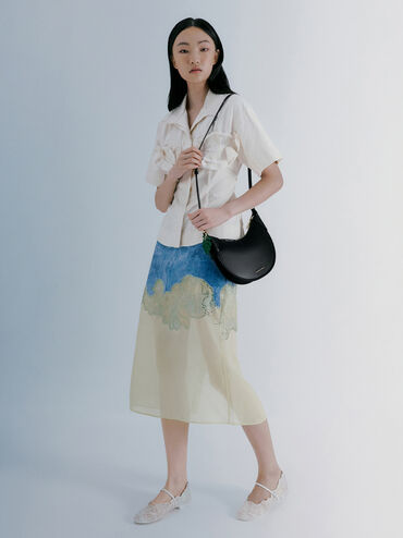 Blume Braided Curved Hobo Bag, Black, hi-res