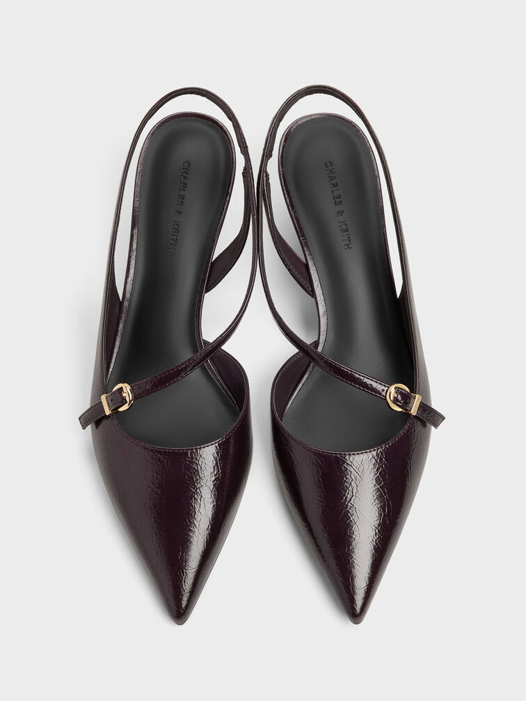 Asymmetric D'Orsay Slingback Pumps, Burgundy, hi-res