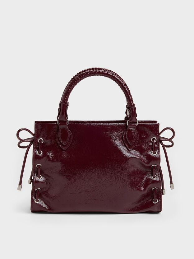 Mini Nylah Grommet Lace-Up Tote Bag, Wineberry Red, hi-res