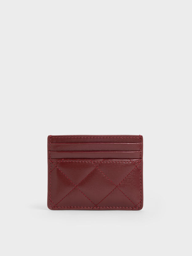Janie Quilted Card Holder, Burgundy, hi-res