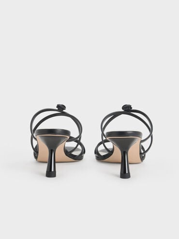 Rose Strappy Slant-Heel Mules, Black, hi-res