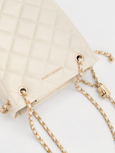 Alva Quilted Braided-Strap Shoulder Bag, Cream, hi-res
