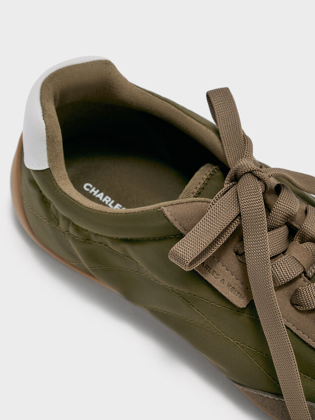 Nylon Contrast-Panel Low-Top Sneakers, Olive, hi-res