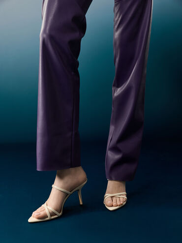 Taylen Strappy Heeled Mules, Beige, hi-res