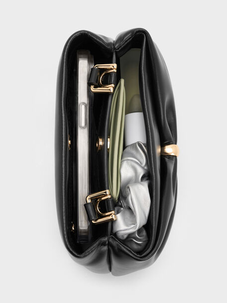 Halsey Ruched Tote Bag, Black, hi-res