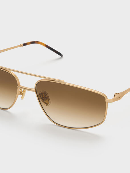 Elowyn Metal-Rim Aviator Sunglasses, Brush Gold, hi-res
