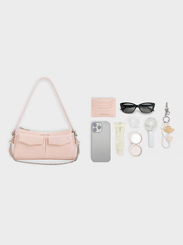 Rachel Front-Pocket Chain Shoulder Bag, Soft Pink, hi-res
