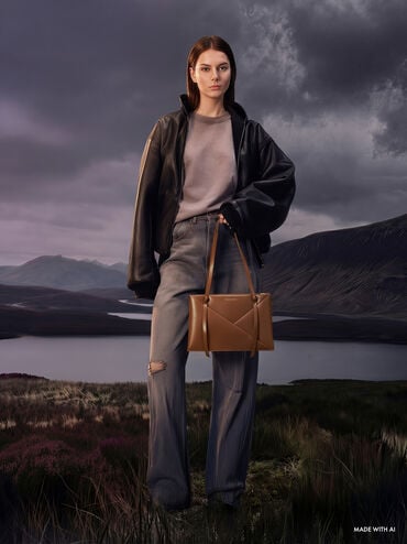 Midori Geometric Tote Bag, Chocolate, hi-res