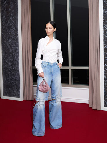 Crystal-Embellished Two-Way Bag, Pink, hi-res