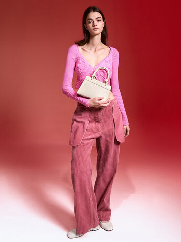 Sabine Knotted-Handle Trapeze Tote Bag, Cream, hi-res