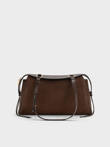 Haylen Braided-Charm Shoulder Bag, Espresso Brown, hi-res