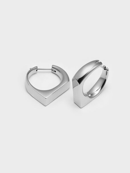 Gabine Sculptural Hoop Earrings, Silver, hi-res