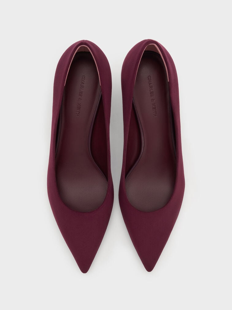 Ruthie Faux Suede Kitten Heels, Burgundy, hi-res
