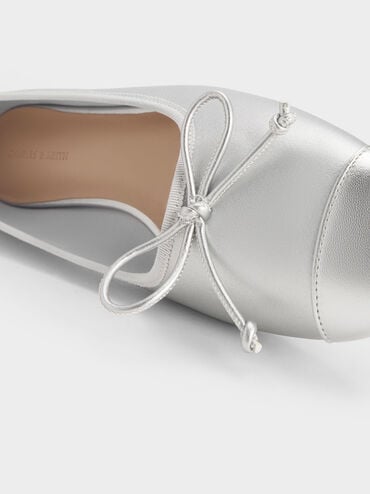 Glennis Bow Ballet Flats, Silver, hi-res