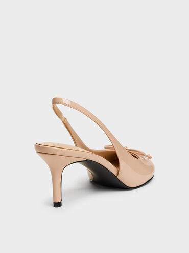 Imani Patent Asymmetric Slingback Pumps, Nude, hi-res