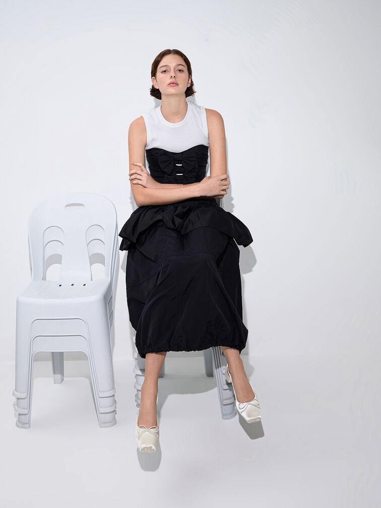 Sadira Satin Bow Square-Toe Slingback Pumps, Chalk, hi-res