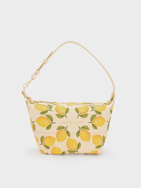 Amity Canvas Lemon-Print Hobo Bag, Butter Yellow, hi-res