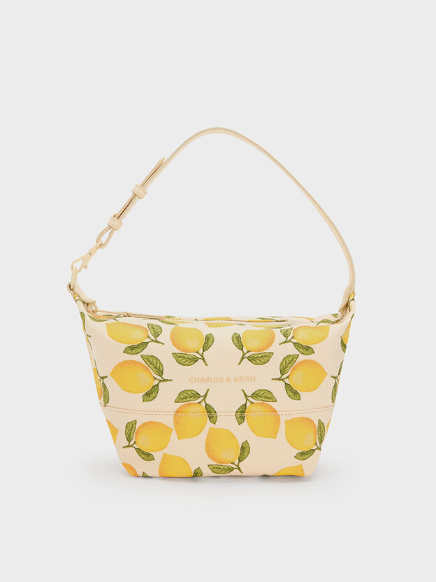 Amity Canvas Lemon-Print Hobo Bag, Butter Yellow, hi-res